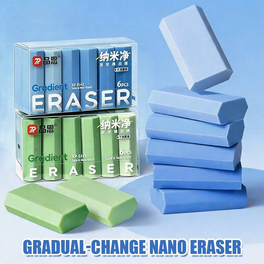 1 Set Hexagonal Gradient Erasers, Large Area Cleaning Without Residue, Colorful Creative Erasers, Suitable For Students, Applicable For Writing, Drawing And Sketching Erasure - Sets - View 1