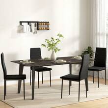 4er-Set Esszimmerstühle, Armloses Design, Stoffpolsterung, Metallbeine, Schwarz - 黑色 - 查看 3