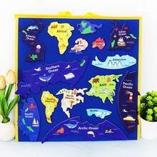 Quixorblex 1 Set Seven Continents Felt Puzzle, Interactive Geography Learning Tool, Montessori Educational Aids, Creative Felt Board, Classroom Teaching Props, Educational Resources For Home & Classroom - Multicolor - View 7