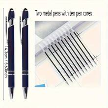 A Luxurious Set Of 12 Metal Ballpoint Pens (2 Pens + 10 Black Refills), With Smooth Writing Performance And Dual Compatibility For Touch Screens. It Is An Ideal Gift For Ladies, Colleagues, Teachers And Mothers. - Multicolor - View 6