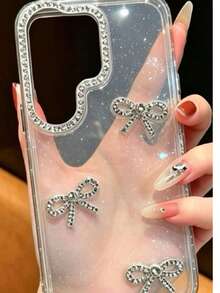 Pure Android Version Shiny Transparent Bow Phone Case - Transparent - View 3
