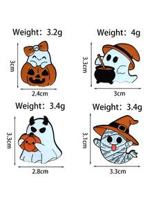 1/4 Cute Pumpkin Ghost Witch Cartoon Enamel Brooch, Women's Backpack & Clothing Accessory - Multicolor - View 6