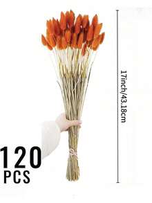 120pcs Artificial Blue Rabbit Tail Grass, Used For Vase Decoration, Bohemian Style Flowers, Wedding Decoration Flowers. - Orange 120 PCS - View 4