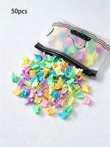 50pcs Girls Cute Colorful Butterfly Mini Hair Clips, Summer Suitable For Girls Colorful Butterfly Mini Hair Clips, Hair Accessories Princess Bangs Clips Small Hair Clips Random Color - Multicolor - View 5