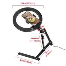 AXNEN 10-Inch Selfie Ring Light, Dimmable LED Ring Light With Adjustable Tabletop Tripod And Phone Holder, Suitable For Video Recording, Live Streaming, Drawing, Makeup And Nail Art - Black and White - View 13