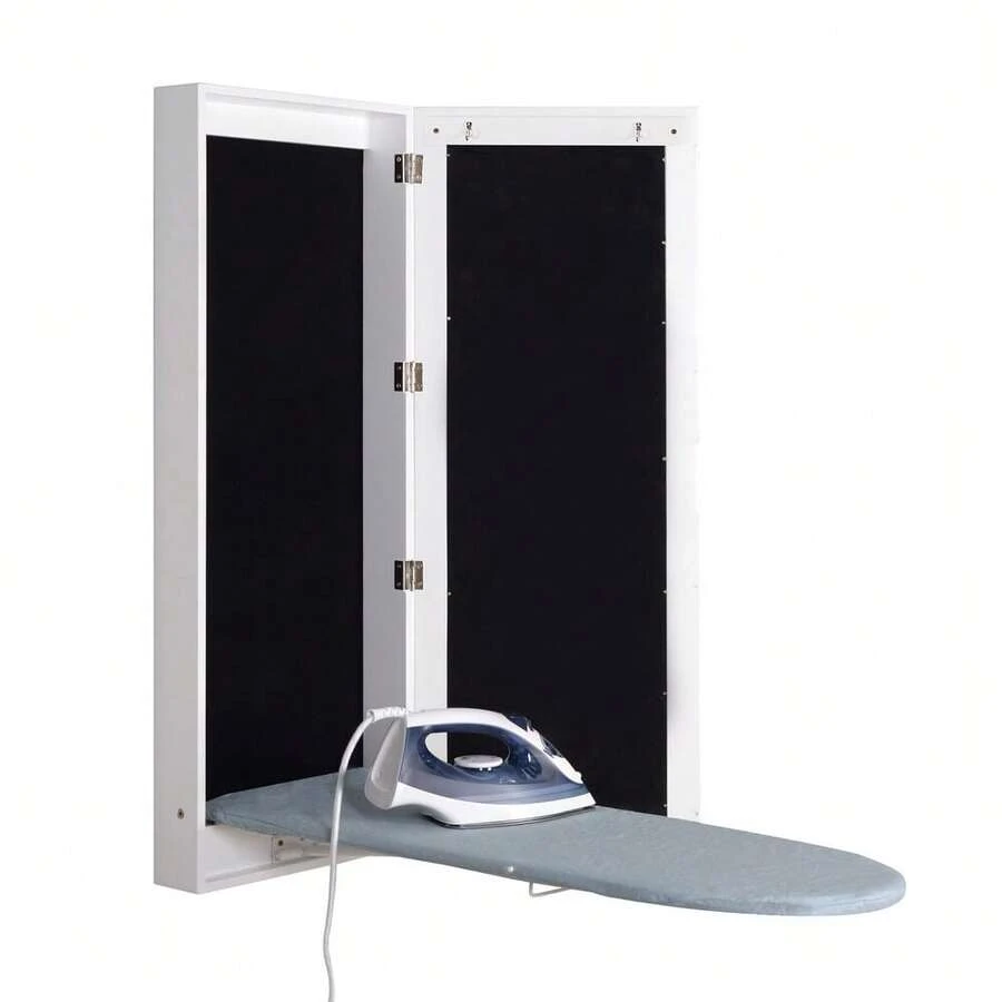 Wall Mounted Ironing Board With Storage Cabinet,Built In Ironing Board & Folding Support Frame, Wall-Mounted Mirrors For Home, Apartment & Small Spaces - 白色 - 查看 1