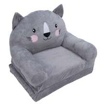 Foldable Sofa Bed – Cartoon-Style Sofa With Wide Armrests, Breathable Plush Fabric, Double-Layer Design, Suitable For Family Bedrooms. - Grey - View 9