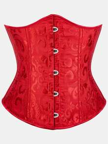 Court Style Jacquard Waist Cincher With Front Buckle And Back Lace-Up, Fishbone Corset For Daily Wear, Party And Halloween Outfit - Multicolor - View 15