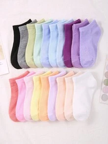 20 Pairs Low-Cut Invisible Socks, Suitable For Back To School Season, All-Season Wear, Designed With Cute Stripes, Hearts And Polka Dot Patterns, Breathable And Comfortable. Multiple Colors, Suitable For Daily Wear, Simple And Versatile Short Sock Style. (1 Pair), 10/30 Pieces, Includes Multiple Colors And Styles To Choose From. - Multicolor - View 3