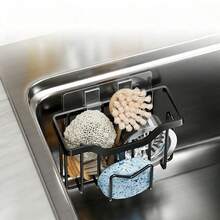1‑Pack No Drill Kitchen Sink Storage Holder, Rust‑Proof Stainless Steel Sponge Brush Organiser, Multi‑Purpose Wall Hanging Rack For Cleaning Supplies, Household Kitchen Gadget - Multicolor - View 4