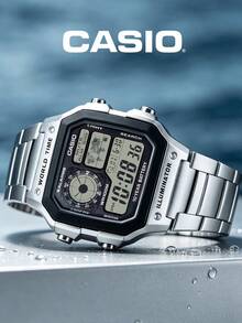 Casio Men's Digital World Time Metal Watch, Stainless Steel Band, Multi-Function Display, Alarm, Business Travel Commute, Urban Tech Style Fashion - one-size - View 6
