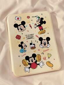 Ốp bảo vệ máy tính bảng Disney Mickey Mouse hoạt hình xoay 360°, giá đỡ đa nếp gấp, thiết kế nắp gập, khe cắm bút Bluetooth, xoay 360°, chống sốc và chống rơi dày dặn, nhiều chế độ gập cho các góc nhìn khác nhau, thiết kế nghệ thuật, tương thích với các mẫu iPad/Air/Pro - Màu be - Xem 15