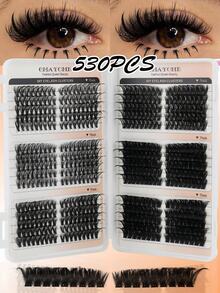CMAYOME 450/530/570/600pcs False Eyelashes (Including Adhesive, Styling Solution, Tweezers), Mixed Style Single Cluster Eyelashes, Soft, Natural And Easy To Use Eyelash Clusters, Large Capacity Fluffy And Thick Classic Style, Suitable For Daily Use - Multicolor - View 15