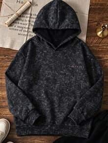 1pc Tie-Dye Warm Thick Thermal Lining Sweatshirt For Big Boys, Student Children Style, Suitable For Autumn/Winter Long Sleeve Top - Black - View 4