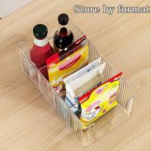 4-Compartment Large Capacity Transparent Seasoning Storage Box, Detachable Dividers, Multi-Purpose Kitchen Storage Box, Refrigerator Storage Box, Suitable For Countertop Use, Multi-Purpose Kitchen Spice Storage Box, Saves Countertop And Cabinet Space, Adjustable And Freely Combinable, Seasoning Organizer Box, No Installation Required / Divider Kitchen Cabinet Spice Bag Storage Rack, Countertop Seasoning Bottle And Jar Storage - Multicolor - View 4