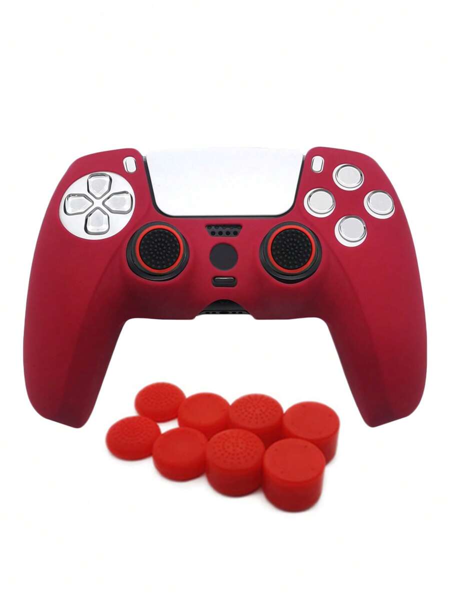 1 个 PlayStation 5 游戏控制器硅胶保护套，防滑、防汗、防尘、防刮，增强握持感 - 中紫紅色 - 查看 1