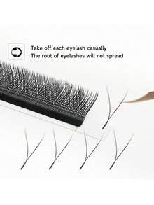 XIUSUZAKI 12排 YY 型 D捲度自然預製睫毛簇 手工高品質柔軟輕盈接睫毛 適用於專業睫毛簇、單根睫毛、假睫毛 - D - 查看 13