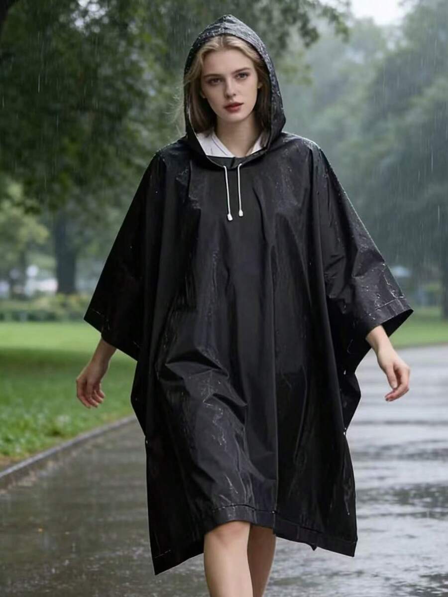 Long Hooded Raincoat Rain Poncho, Unisex, Cycling, Camping, Hiking, Multi-Functional Rain Gear - A - View 1