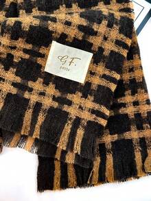 1pc Universal Multi-Color Plaid New Style Versatile Casual Scarf Suitable For Autumn/Winter - J-shaped Coffee - View 4