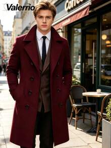 Men Overcoats - Burgundy - View 1