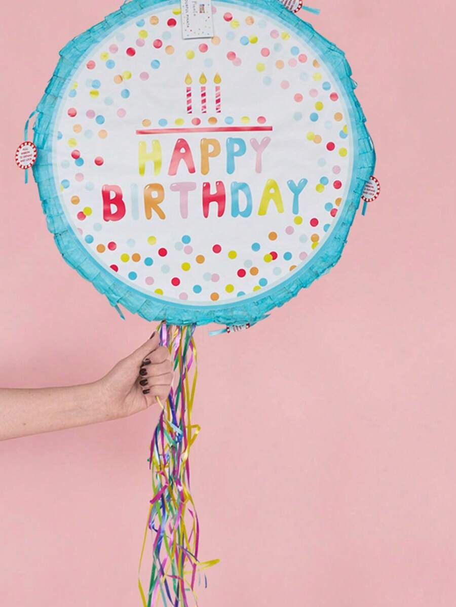 1pc Happy Birthday Pinata, Round Polka Dot & Candle Design, Multicolor Birthday Party Decoration, Fun Party Game Supply For Kids Birthday Celebration - View 1