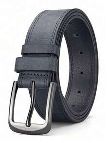 3pcs Men's Designer Casual Belt Set, Metal Buckle, High-Quality Faux Leather Fashion Luxury Belt, Suitable For Daily And Formal Occasions - 3pc (Black + Khaki + Coffee) - View 2