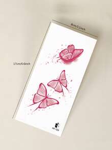 1pc Halloween Pink Aesthetic Butterfly Pattern Temporary Waterproof Tattoo Sticker For Makeup, Street, Party, Gift, Arm, Shoulder, Neck, Collarbone, Waist, Abdomen, Body - Hot Pink - View 6