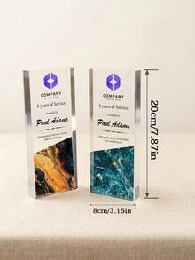 1pc Personalized Marble Pattern Acrylic Trophy Plaque, Customized Logo & Photo Engraving, Service Award, Corporate Employee Recognition Retirement Anniversary Gift, Suitable For Office Workplace - Multicolor - View 3