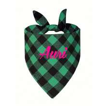 1pc Personalized Dog Plaid Bandana With Name,Custom Dog Neckwear Name Design Plaid Scarf Name,Custom Dog Neckwear Name Design Plaid Sca…Triangle Bibs Kerchief, Pet Christmas Costume Accessories For Small Medium Dogs Cats Birthday Gift - Multicolor - View 3