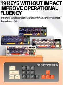 T-WOLF Keyboard Gaming Private Mold Illuminated Red Switch Tactile Wired Keyboard Universal Untuk Komputer Bisnis Kantor Keyboard Gaming Multi-Color Patchwork Keyboard - View 5