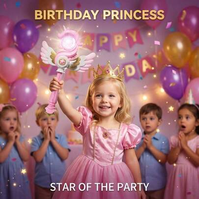 Fairy Wand Toy For Girls, Light Up With Magical Sound & Wings, Princess Flash Wand, Dreamy Design, Perfect Birthday Party Gift For Little Girls