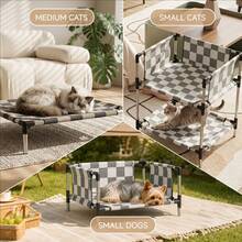 All-Season Fashionable Detachable Pet Cot, Sturdy Breathable Heavy-Duty Scratch-Resistant Cat Bed, Dog Bed, Small Pet Universal Pet Bed - Greyish White - View 2