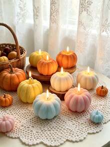 1pc Mini Pumpkin Shaped Handmade Aromatherapy Soy Wax Candle, Suitable For Autumn Party, Halloween Room Decor, Home Decoration, Tabletop Centerpiece, Wedding Decor And Holiday Gift - Multi-color - View 3