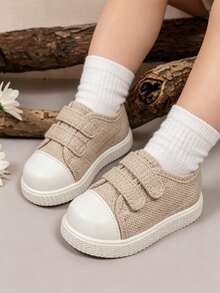 1 Pair Khaki Baby Toddler Soft Toe Cap Protective Casual Sports Skate Shoes, Hook And Loop Easy On/Off Design, Soft Sole Walking Shoes, Suitable For All Seasons, School, Campus, Daily, Outdoor, Leisure, Travel, Kids Shoes - Khaki - View 3