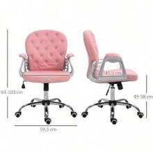 Bürostuhl Chefsessel Ergonomisch Gepolsterte Rückenlehne, Rosa, PU, 59,5 X 60,5 95-105 Cm - Pink - View 2