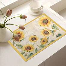 1pc Sunflower Floral Pattern Absorbent Drying Mat, Kitchen Decor Coffee Machine Mat, Laundry Room Accessory Handmade Coffee Pot Drip Tray, Kitchen Floor Mat, Dining Table Mat, Kitchen Countertop Dish Drying Mat, Breakfast Mat, Heat-Resistant Drip Tray With Non-Slip Pad, Diatomaceous Earth Drip Tray, Stain Hiding, Super Absorbent Kitchen Drip Tray, Easy To Clean Dish Rack Mat, Perfect For Kitchen, Dining Table, Coffee Shop, Bar, Holiday, Party, Home Decor, Holiday Gift - Multicolor - View 14