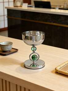 1pc Silver Color Stainless Steel Incense Burner, Stainless Steel Incense Burner Holder, With Green Beads Design,Modern Light Luxury Style,Cylindrical Aroma Diffuser,Suitable For Home Decoration,Ramadan And Eid Al-Fitr Are A Perfect Match - Green Bead Incense Burner - View 4