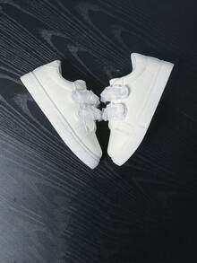 Spring/Autumn Fashion New Girls' Lace Hook-And-Loop Versatile Casual Sports Sneakers Skate Shoes Student Versatile - White - View 6