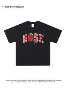 Rose Rose American-Style  Brand With Basketball Star Print In Honor Of Rose, Made Of Pure Cotton T Shirt - 黑色 - 查看 2