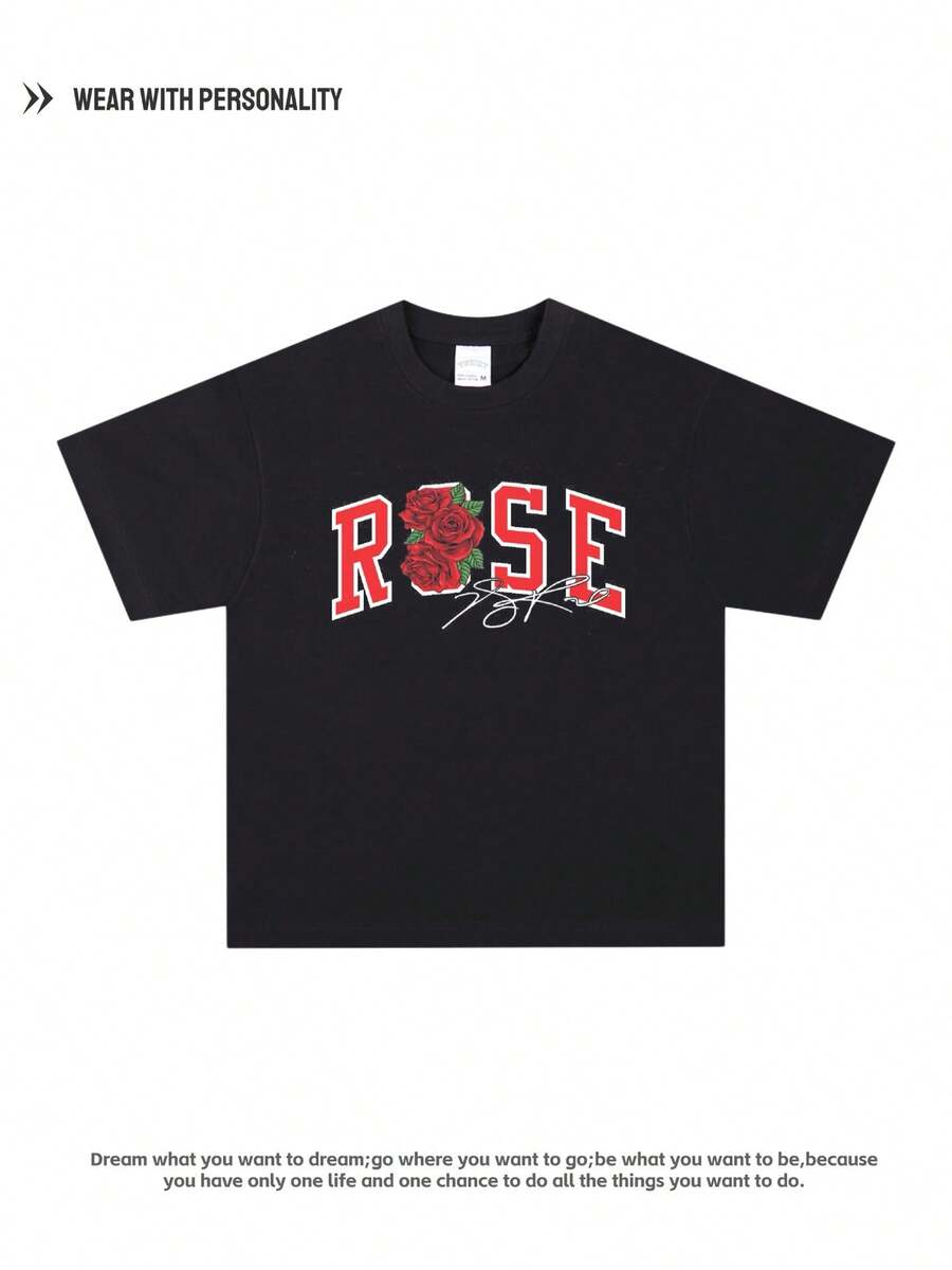 Rose Rose American-Style Brand With Basketball Star Print In Honor Of Rose, Made Of Pure Cotton T Shirt - Black - View 1
