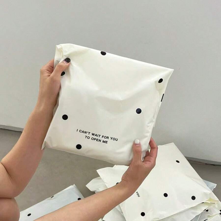 36pcs Cream Polka Dot Courier Bags, School Season, Graduation Season, Wedding Season, Birthday Team Gift Bags, Thick Storage Plastic Bags, Mailer Boxes, Clothing Bags, Suitable For Back To School, School Supplies, School, Office, Shipping, Shipping And Mailing School - Shipping Bag - View 1