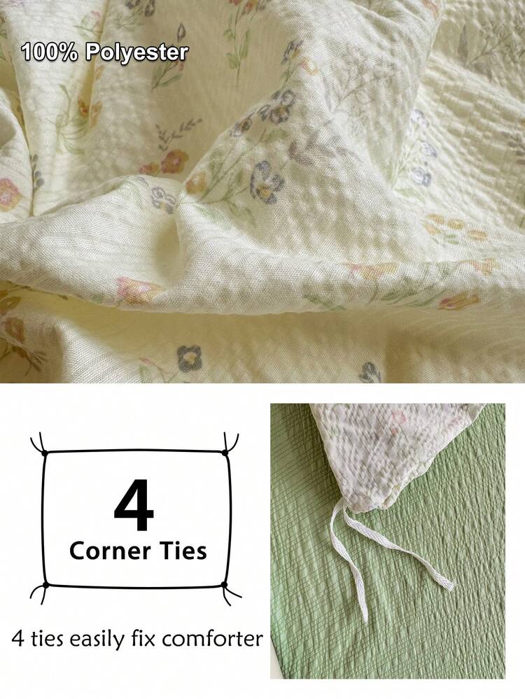 2/3pcs Green Small Ditsy Floral Duvet Cover Set, Simple Fresh Pastoral Style Polyester Bedding Set Suitable For All Seasons, Back To School Student Duvet Cover For Dorm, Bedroom, Machine Washable, Soft And Breathable, Twin/Full/Queen/King (1 Duvet Cover + 1/2 Pillowcases, No Fillers) - Green - View 7