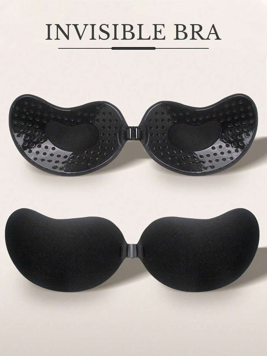 4/6pcs Invisible Lift Bra, Mango-Shaped Adhesive Bra, Women's Bra, Self-Adhesive Silicone Breast Pads, Suitable For Wedding Dress, Nude And Black Colors Available, With Adhesive Pads, Suitable For All Seasons - Multicolor - View 1