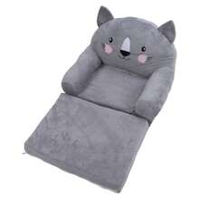 Foldable Sofa Bed – Cartoon-Style Sofa With Wide Armrests, Breathable Plush Fabric, Double-Layer Design, Suitable For Family Bedrooms. - Grey - View 5