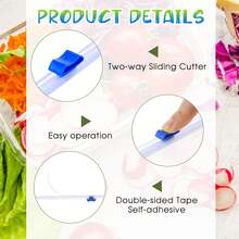 3pcs Reusable Plastic Wrap Cutter, Plastic Wrap Dispenser With Sliding Blade, Kitchen Organiser, Aluminum Foil And Plastic Wrap Storage Box, Suitable For Kitchen Countertop Or Wall Mount Kitchen Organizer - Multicolor - View 7