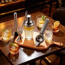 6pcs Stainless Steel Cocktail Shaker Set, With Graduated Glass Shaker, Muddler, Jigger, Ice Tongs, Bar Spoon, Lemon Squeezer, Home Cocktail Mojito Making Tools, Home Bar Commercial Cold Drink Making Full Set, Perfect For Bar, Pub, Club, Restaurant And Home Use - View 12