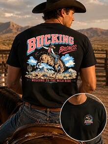 Men's Short Sleeve Oversized-Shirt Streetwear With Graphic Pattern Funny-Shirts Bull Rodeo-Shirt% Hot Item - 白色 - 查看 6