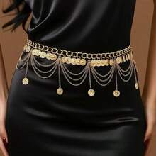 1pc Gold Fashion Coin Waist Chain, Suitable For Various Occasions To Pair With Dresses - Gold - View 1