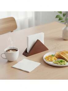 Tissue Holder, Modern Minimalist Premium Wooden Tissue Rack, Lacquered Triangular Pull-Out Tissue Storage Rack, Suitable For Restaurant, Living Room, Tabletop Vertical Tissue Holder, Desktop Decor And Multiple Scenarios, High-End Hotel, Western Restaurant Tabletop Tissue Dispenser - Multicolor - View 4