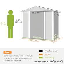 7 X 4ft Garden Shed - Light Grey Steel Storage Shed Frame With Foundation Kit In Metal For Garden - Light Grey - View 3